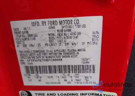 2011 Ford F-150 Xlt z USA, uszkodzony, nr VIN 1FTFW1ET0BFC88958